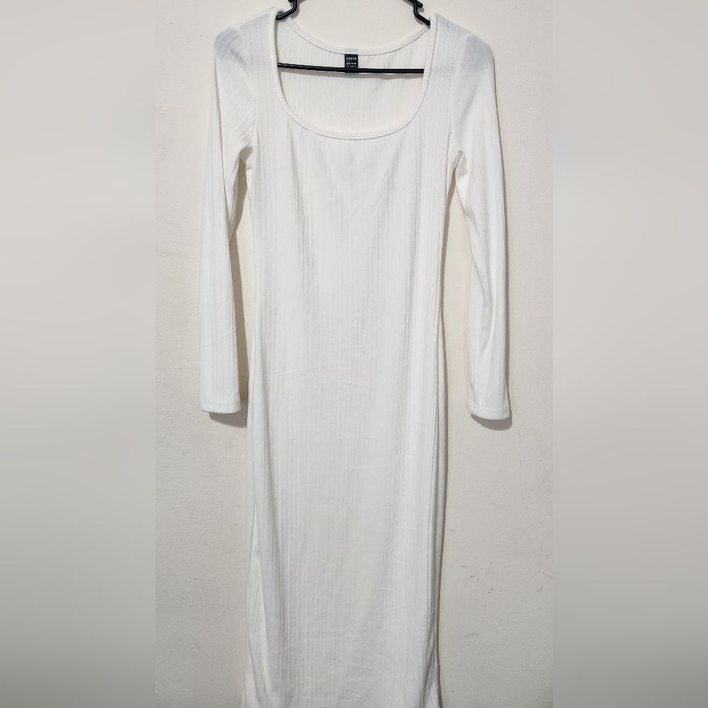 SHEIN White Ribbed Midi Dress